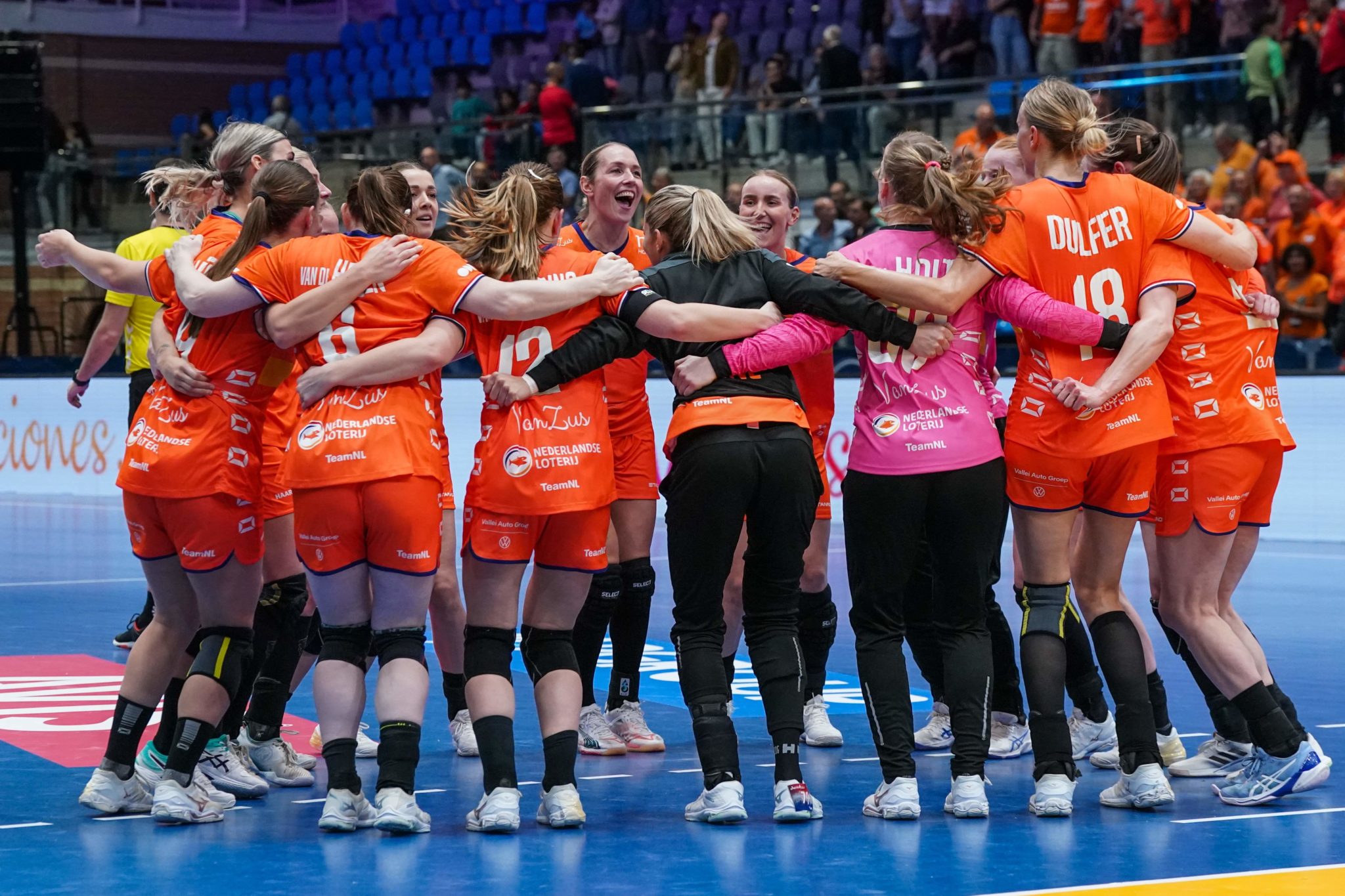 TORREVIEJA, SPAIN - APRIL 11: Players Of Netherlands Celebrate After Winning During The Olympic Qualification Tournament Match Between Netherlands And Argentina At Palacio De Los Deportes De Torrevieja On April 11, 2024 In Torrevieja, Spain. (Photo By Henk Seppen/Orange Pictures)