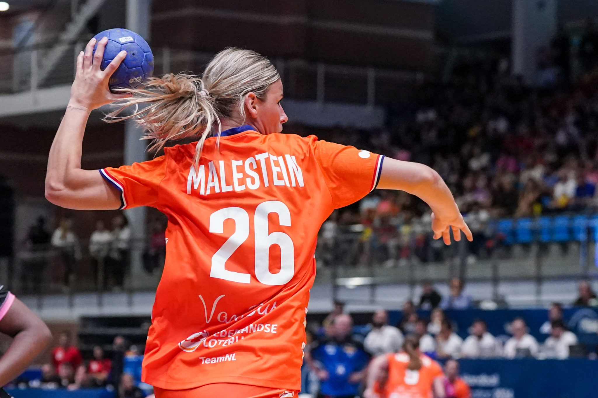 TORREVIEJA, SPAIN - APRIL 14: Angela Malestein Of The Netherlands Runs With The Ball During The Olympic Qualification Tournament Match Between Spain And Netherlands At Palacio De Los Deportes De Torrevieja On April 14, 2024 In Torrevieja, Spain. (Photo By Henk Seppen/Orange Pictures)
