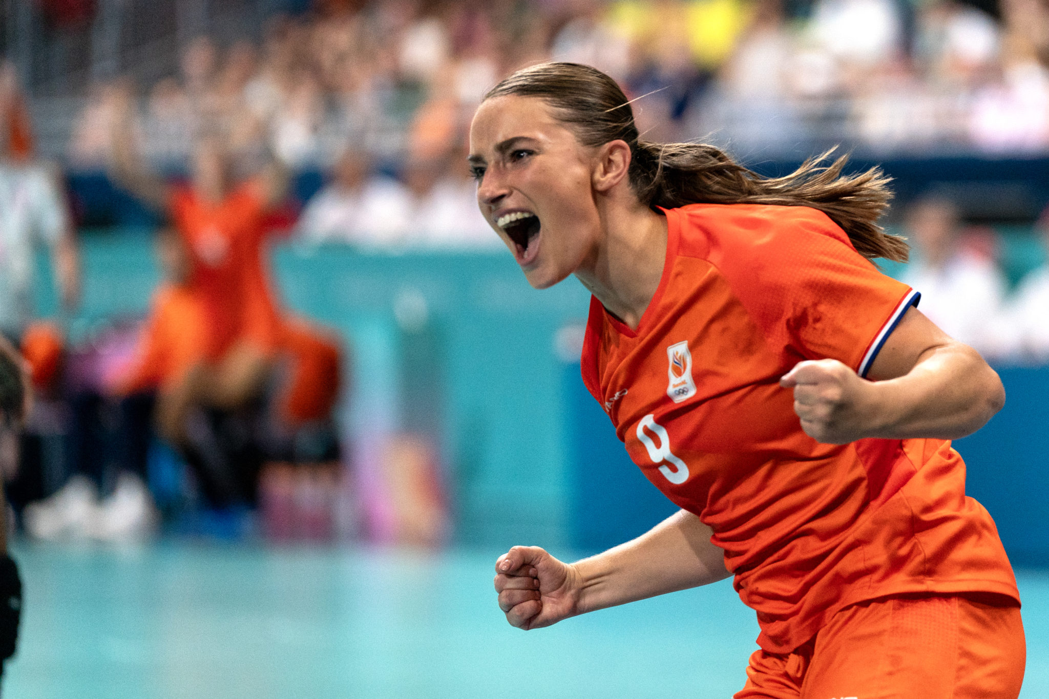 1-8-2024 HANDBAL:NEDERLAND-BRAZILIE:PARIJS
Larissa Nusser Of The Netherlands Tijdens De Olympische Spelen Tussen Nederland En Brazilie Bij Sud Arena 6 Op August 1, 2024 In PARIJS, Frankrijk. (Foto: Henk Seppen/HSF)